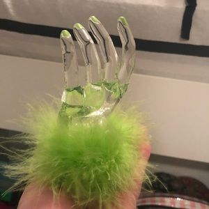 FINAL SALE Ring holder - Green fur hand